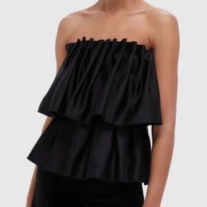 Pomander Place Maeve Tiered Tube Top Blouse-Black-Womens S-Formal-Sexy-Party-NEW